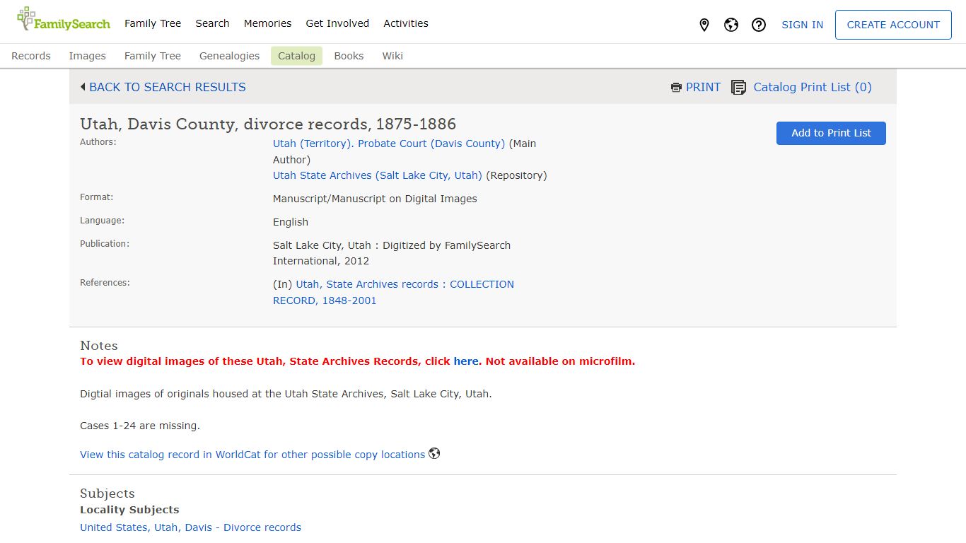 Utah, Davis County, divorce records, 1875-1886 - FamilySearch